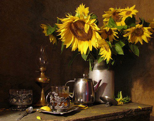 №70765 - подсолнухи, натюрморт, букет, цветы - оригинал