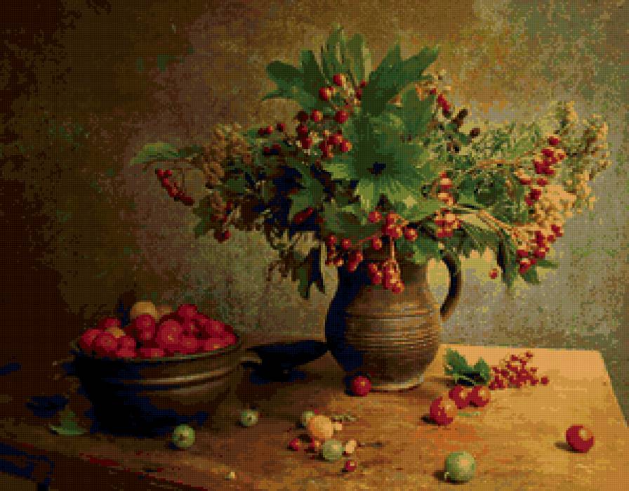 №70779 - натюрморт, букет, ягоды - предпросмотр