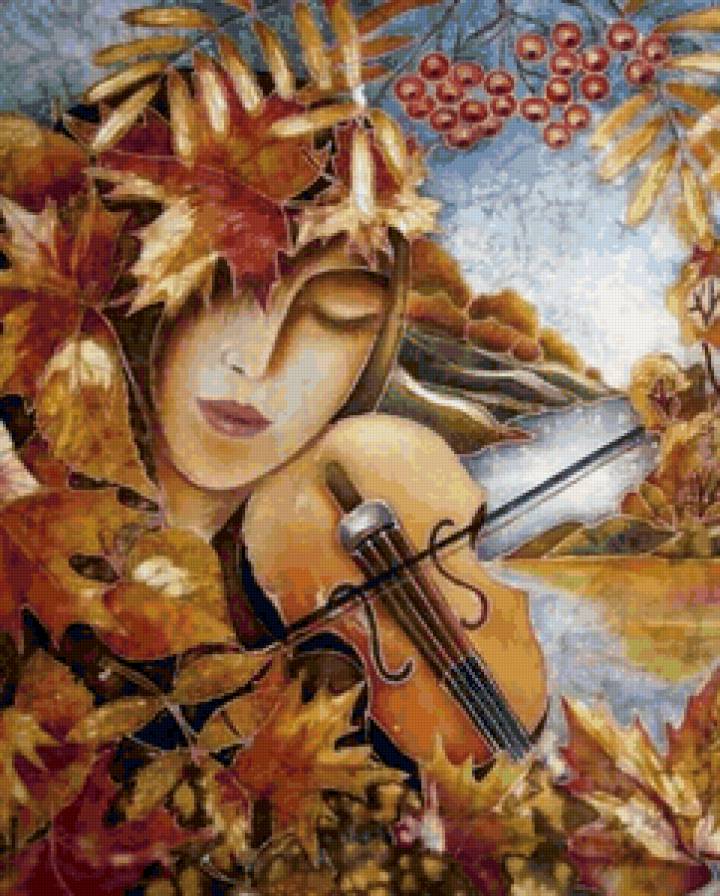 девушка и скрипка - осень, скрипка, девушка - предпросмотр