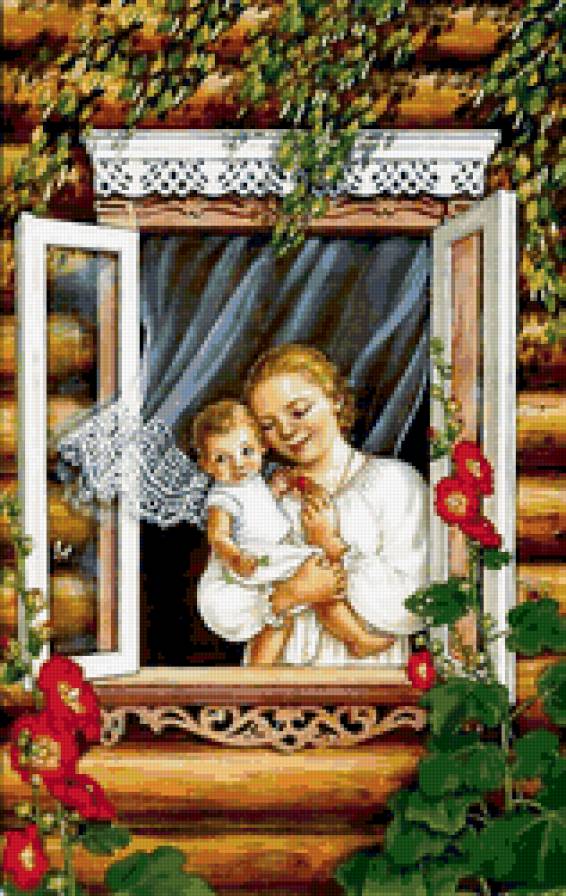 Мама и малыш - мама, младенец, окно, ребенок, нежность - предпросмотр