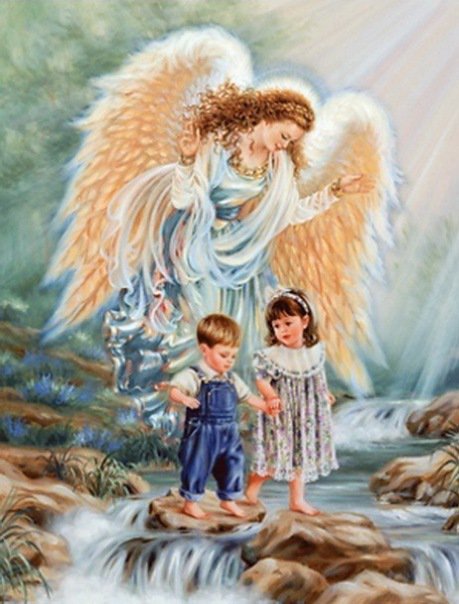 Ангел-Хранитель - река, ангел, ребенок, мальчик, девочка - оригинал
