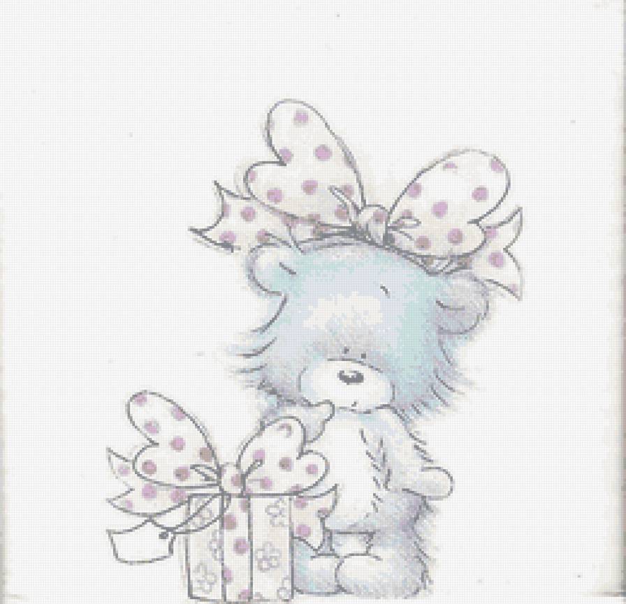 Мишка - мишка, лента, медвежонок, подарок, бант, коробка - предпросмотр