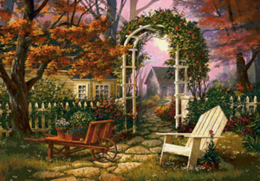 дом в лесу - цветы, дом - предпросмотр