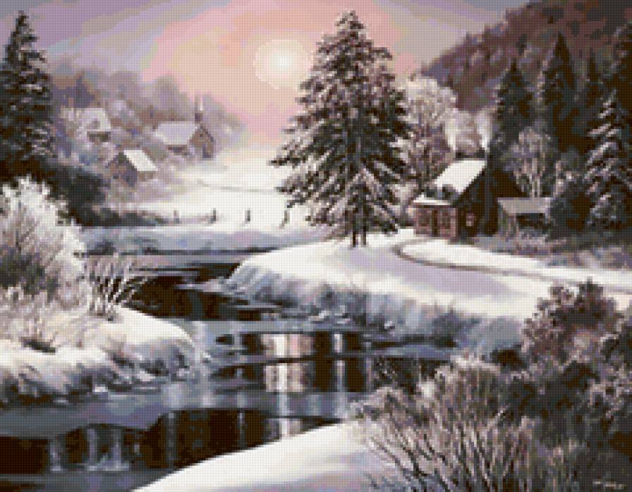 Замерзшая река - природа, зима, река, пейзаж - предпросмотр