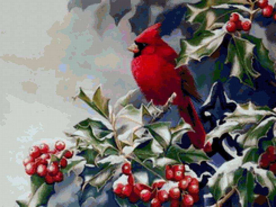 Зимние птицы - зима, рябина, птица - предпросмотр