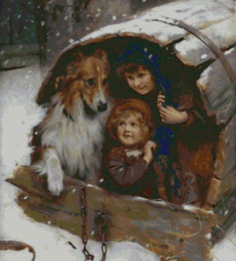 №71421 - животные, дети, пейзаж - предпросмотр