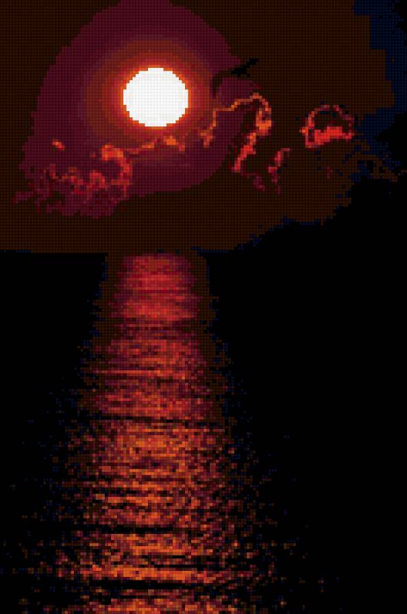 бордовый закат - красный, море, закат - предпросмотр