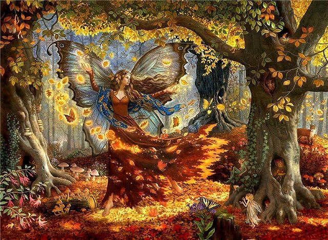 Осенняя сказка - природа, девушка, волшебство, фэнтези, сказка, осень - оригинал