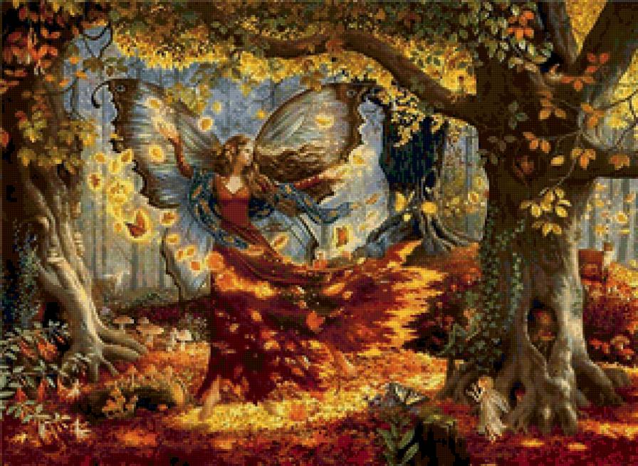 Осенняя сказка - природа, сказка, девушка, волшебство, осень, фэнтези - предпросмотр