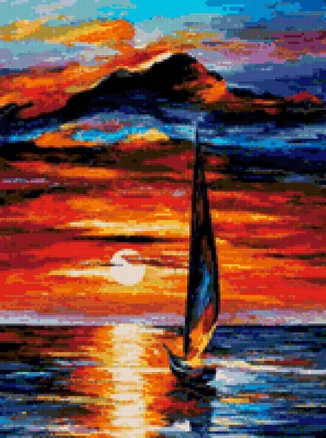 закат 2 - небо, корабль, ночь, море - предпросмотр