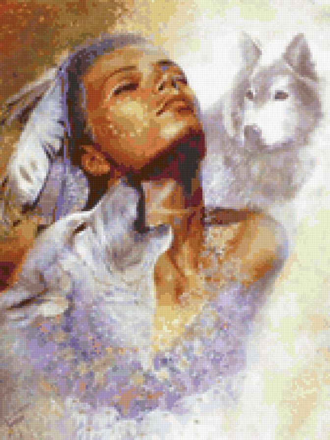 девушка и волки - животные, волки, девушка, хищники, люди - предпросмотр