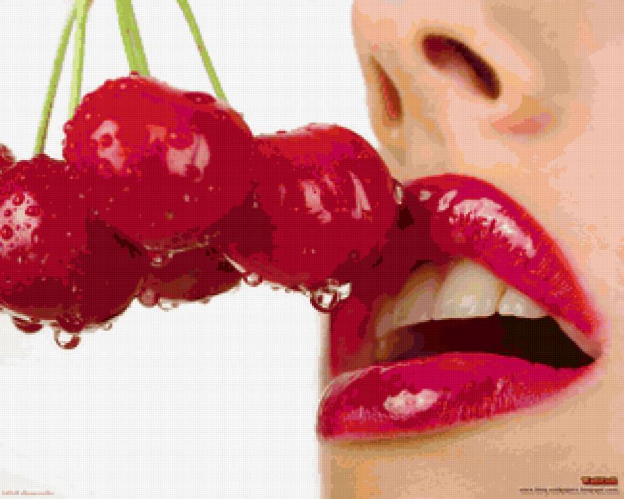 вишня - ягоды, губы, красный, вишня - предпросмотр