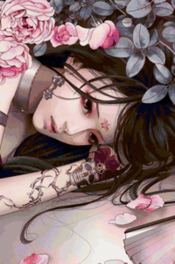 девушка с цветами - цветы, девушка - предпросмотр