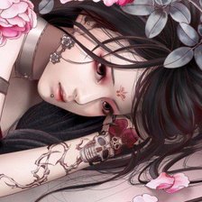 девушка с цветами