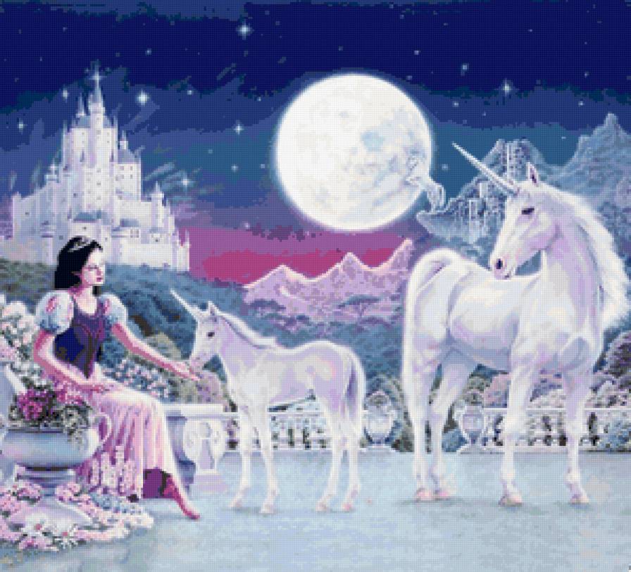 сказка - девушка, единороги - предпросмотр