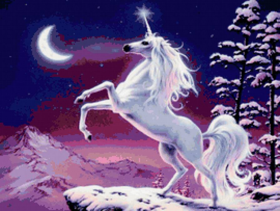 единорог - фэнтези, лошадь, ночь - предпросмотр