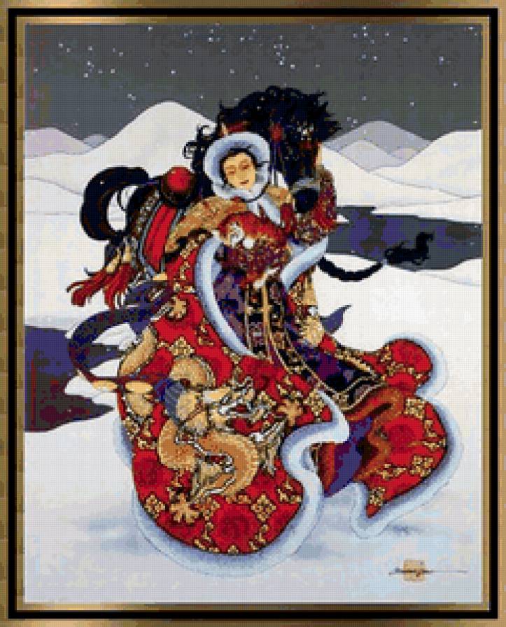 №72827 - китайская живопись, конь, кони, люди - предпросмотр