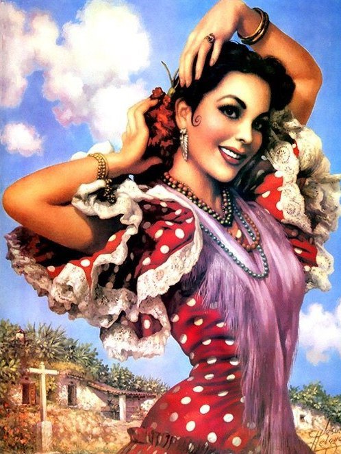 Художник Jesus Helguera - красота, испания, девушка - оригинал