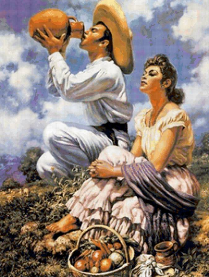 Художник Jesus Helguera - мужчина, двое, девушка - предпросмотр