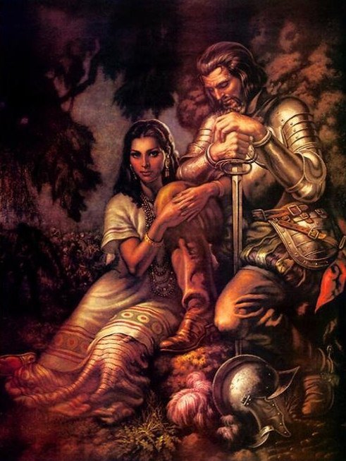 Художник Jesus Helguera - рыцарь, девушка, двое, испания, мужчина, любовь - оригинал