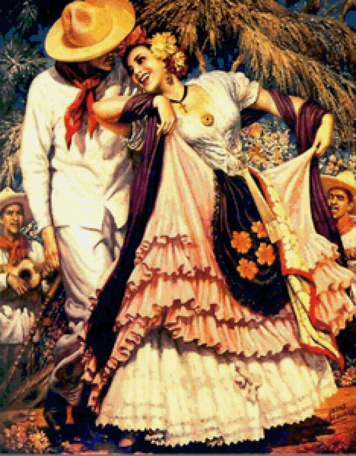 Художник Jesus Helguera - музыка, испания, красота, девушка, мужчина, двое, гитара - предпросмотр