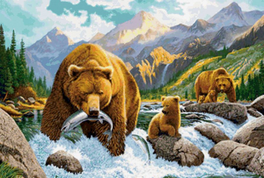 Медведи - мама, хищник, медвежонок, животные, медведь - предпросмотр