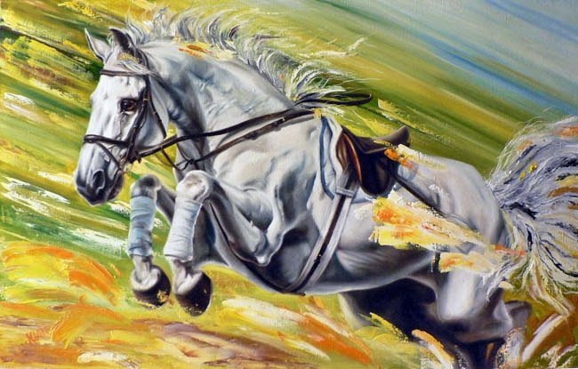 №73609 - животные, лошадь, скорость, кони, лошади, живопись, клнь - оригинал