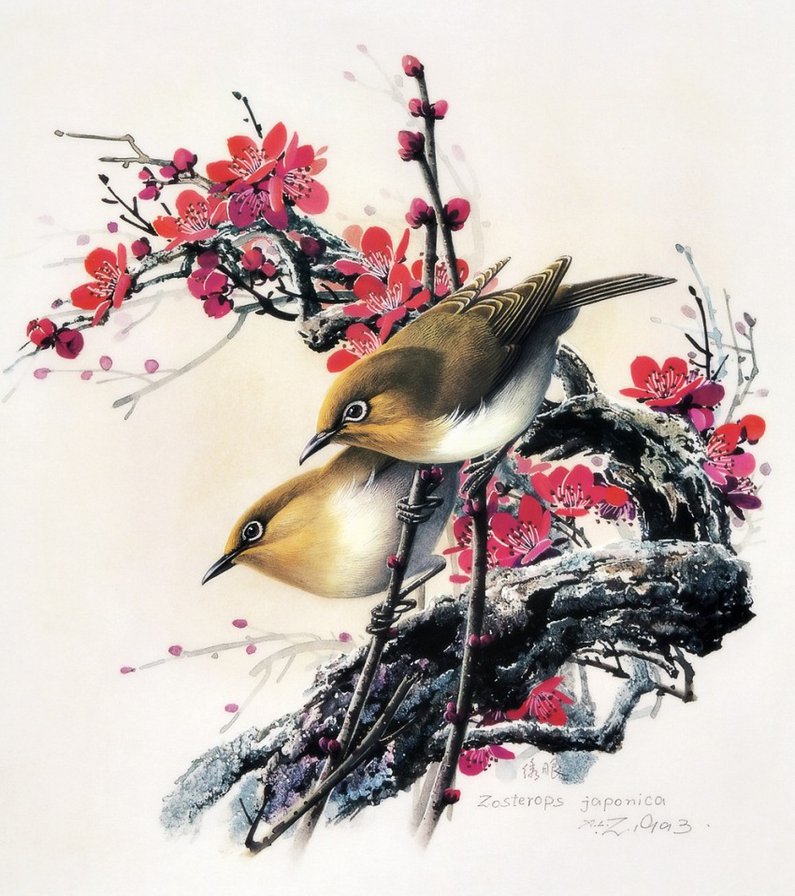 Серия ПТИЦЫ - птица, природа, цветы - оригинал