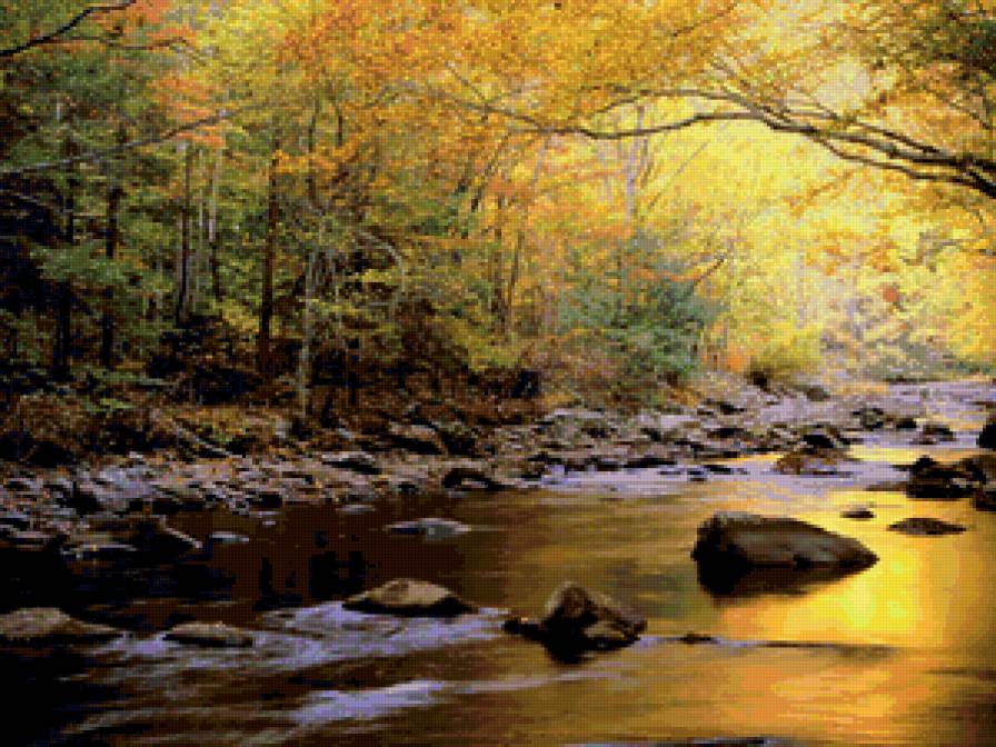 Река - пейзаж, лес, природа, река, осень - предпросмотр