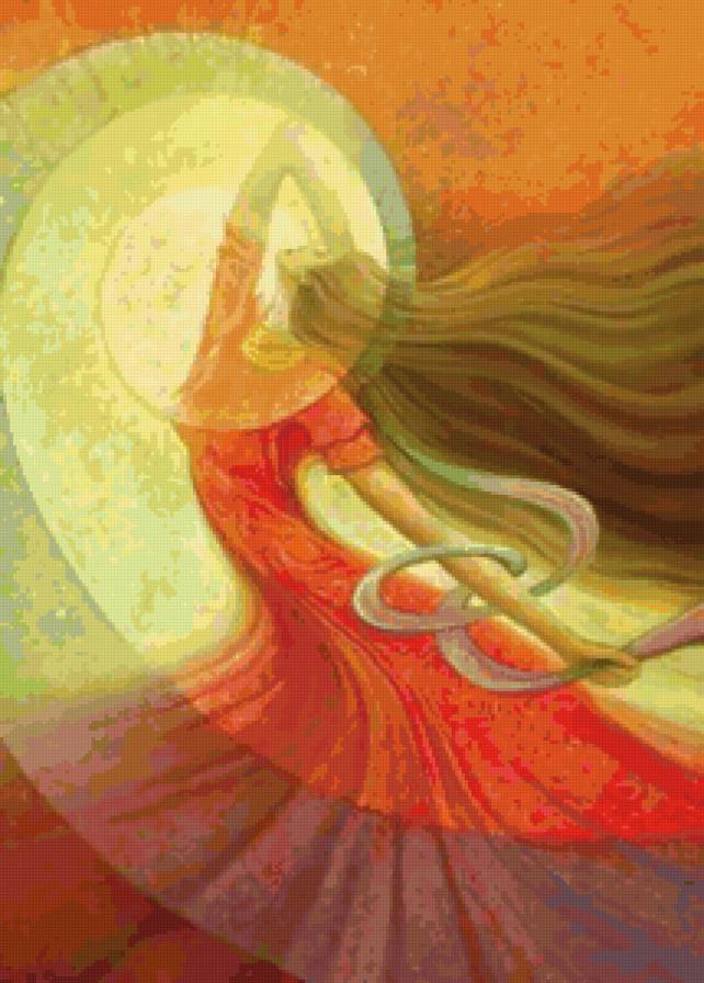 Красота женщины - картина, красота женщины, фантазия, девушка, живопись, танец - предпросмотр