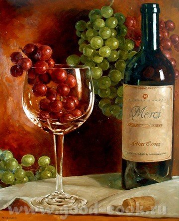 Натюрморд - виноград, вино - оригинал