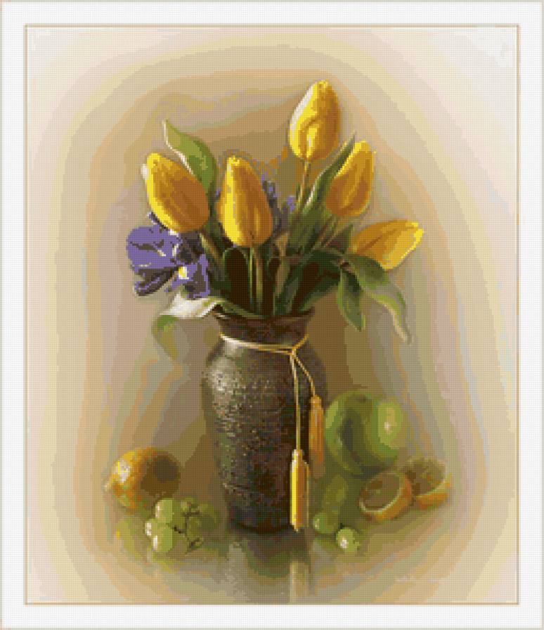 желтые тюльпаны - натюрморт, тюльпаны, цветы - предпросмотр