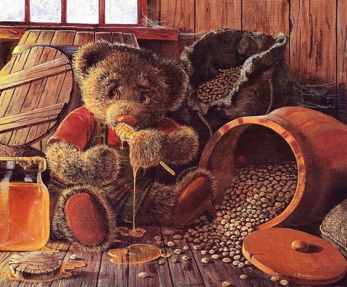 Медвежонок-сладкоежка - игрушка, мед, медведь - оригинал