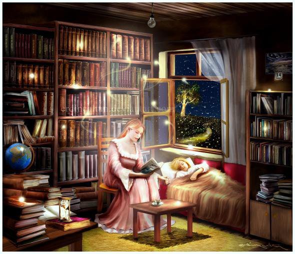 Сказка на ночь - сон, книга, ребенок, семья, мама, нежность - оригинал