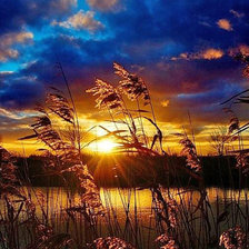 Схема вышивки «закат на озере»