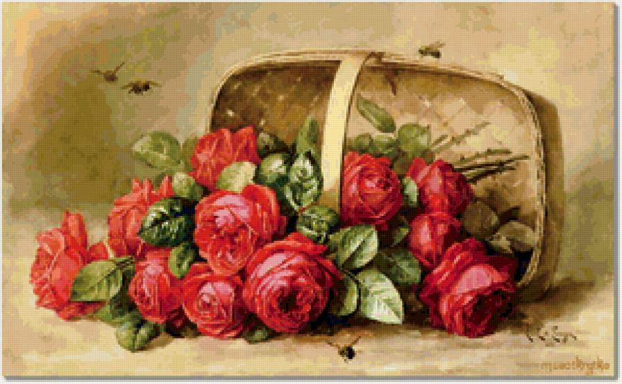 Корзина роз - цветы, роза - предпросмотр