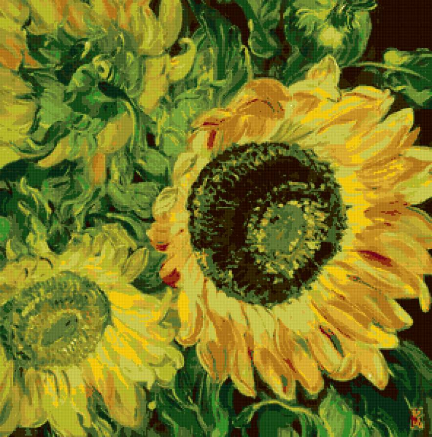 Подушка "Подсолнухи" - букет, подсолнухи, подушка, цветы - предпросмотр