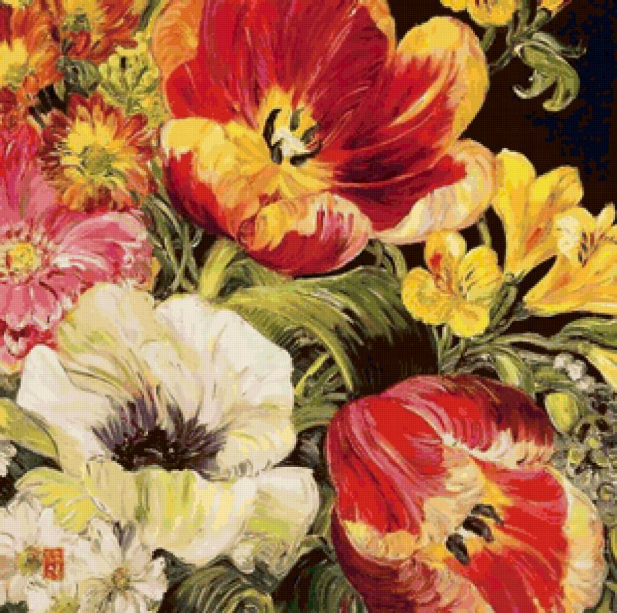 Подушка "Тюльпаны" - подушка, тюльпаны, цветы - предпросмотр