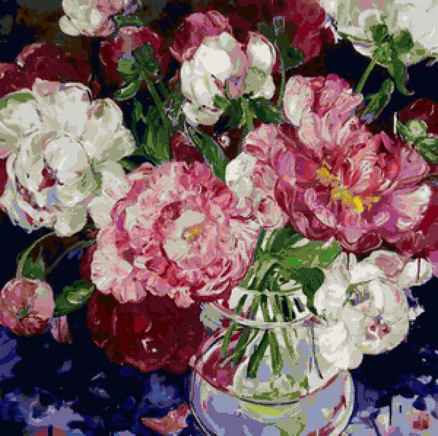 Подушка "Пионы" - подушка, цветы, букет, пионы - предпросмотр