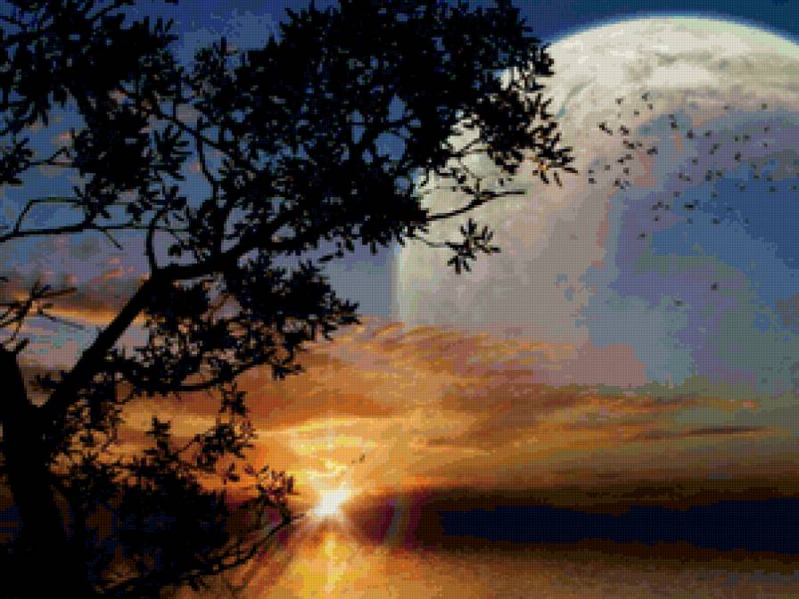 Закатное солнце - небо, природа, пейзаж - предпросмотр