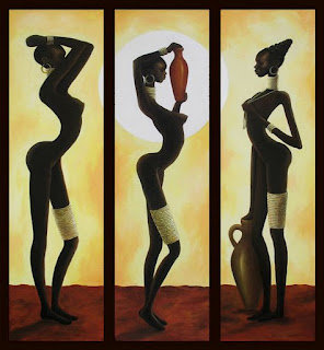 девушки - триптих, девушка, мотив, женщина, африка, образ - оригинал