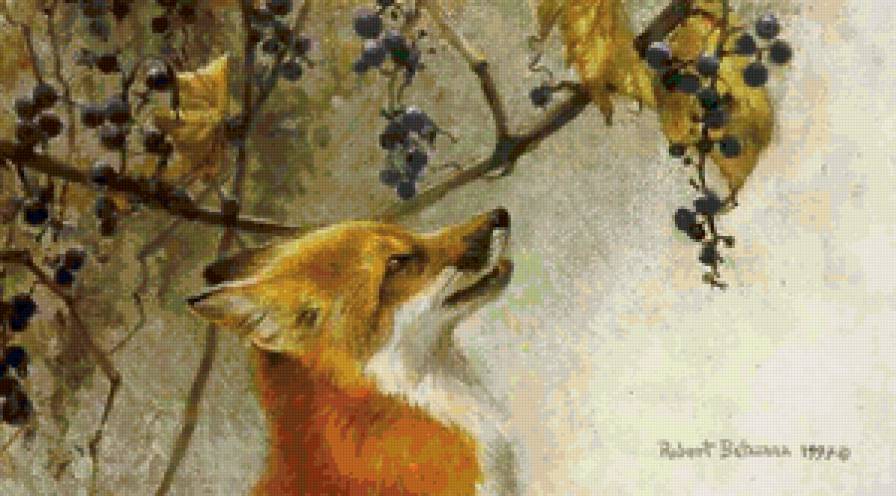 Лиса и виноград - литература, иллюстрация, виноград, лиса, животные - предпросмотр