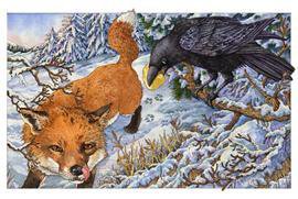 Лисица и ворона - иллюстрация, литература, животные, лиса, ворона, сыр - оригинал