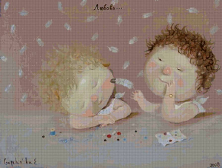 Любовь... - девочка, мальчик, перья, двое - предпросмотр