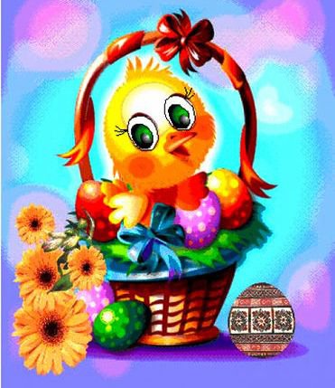 пасха - цветы, цыпленок - оригинал