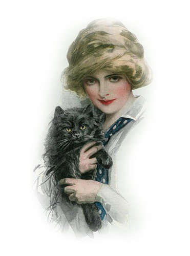 Серия "Портрет" - кошки, животные, девушка - оригинал