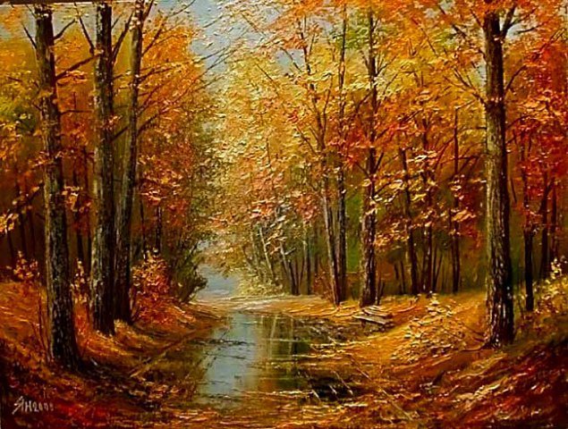 Серия "Пейзаж. Осень" - осень, дорога, пейзаж - оригинал