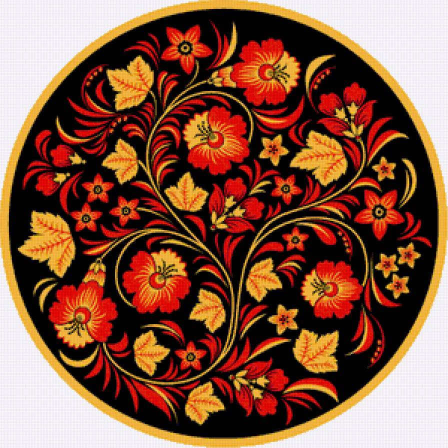 Хохлома - подушка, роспись, цветы, картинка для кухни - предпросмотр