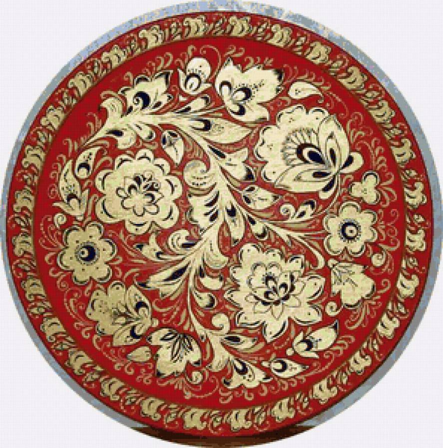 Хохлома - подушка, роспись, цветы, картинка для кухни - предпросмотр