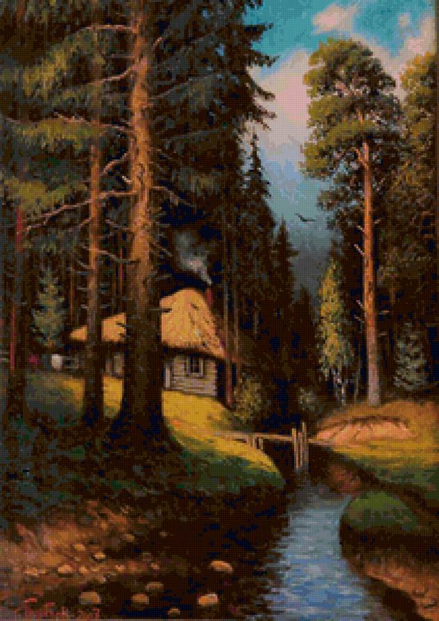 Серия "Пейзаж. Лето" - река, пейзаж, домик, лес, лето - предпросмотр